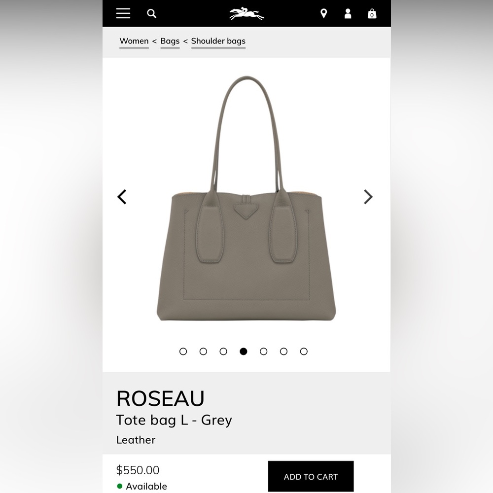 Grey Roseau Leather Tote Bag -never used, perfect condition, original dust bag. - Picture 2 of 14